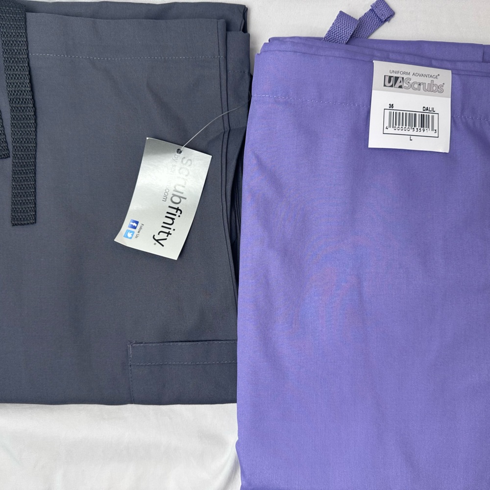 Scrubfinity & UA Scrubs Unisex L Pants 2-Pack – Steel Gray & Dalil Blue 💙 (NWT)